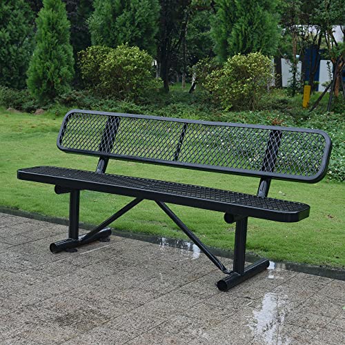 6FT Outdoor Metal Park Bench with Backrest