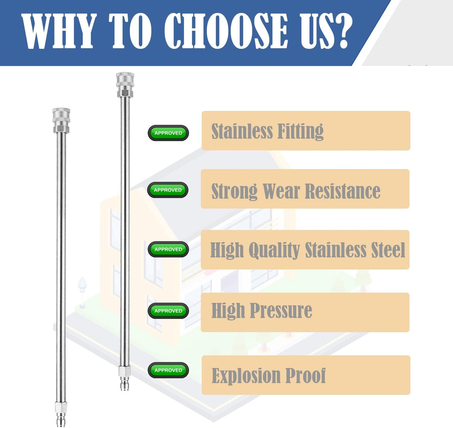 Selkie Pressure Washer Extension Wand, 60" Power Washer Extension Wand with 3pcs Curved Rod Lance& 7 Spray Nozzle Tips,Gutter Cleaner Attachment, 1/4” Quick Connect Fitting, 4000 PSI
