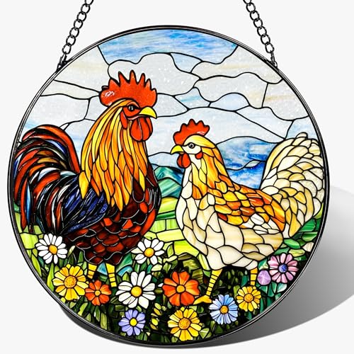 Stained Glass Window Hanging (Chickens)