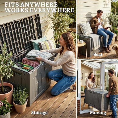 60 Gallon Outdoor Storage Box (Light Brown / 60 Gallon)