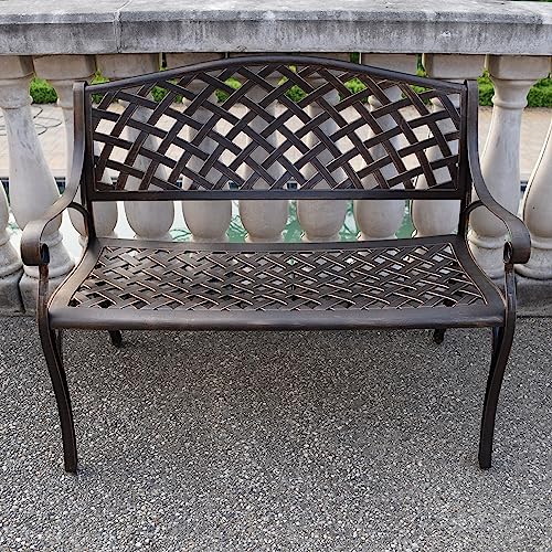Outdoor Aluminum Modern Patio Bench Loveseat (Bronze)