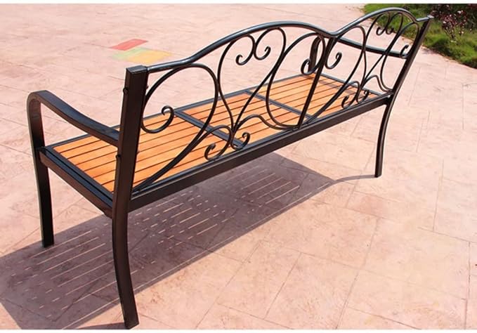 Benches Garden Nordic Courtyard Balcony Leisure Bench Iron Plastic Wood Bench Double Small Tea Table Sofa Chair Outdoor Garden Park Chair Park Benches for Outside