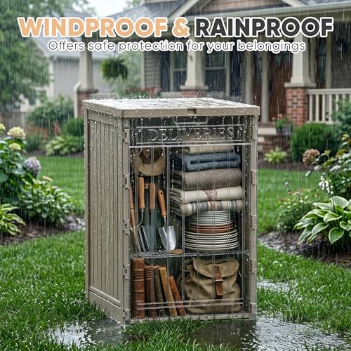 56 Gal Waterproof Outdoor Storage Box UV Resistant Deck Box (Grey / 56 Gallon)
