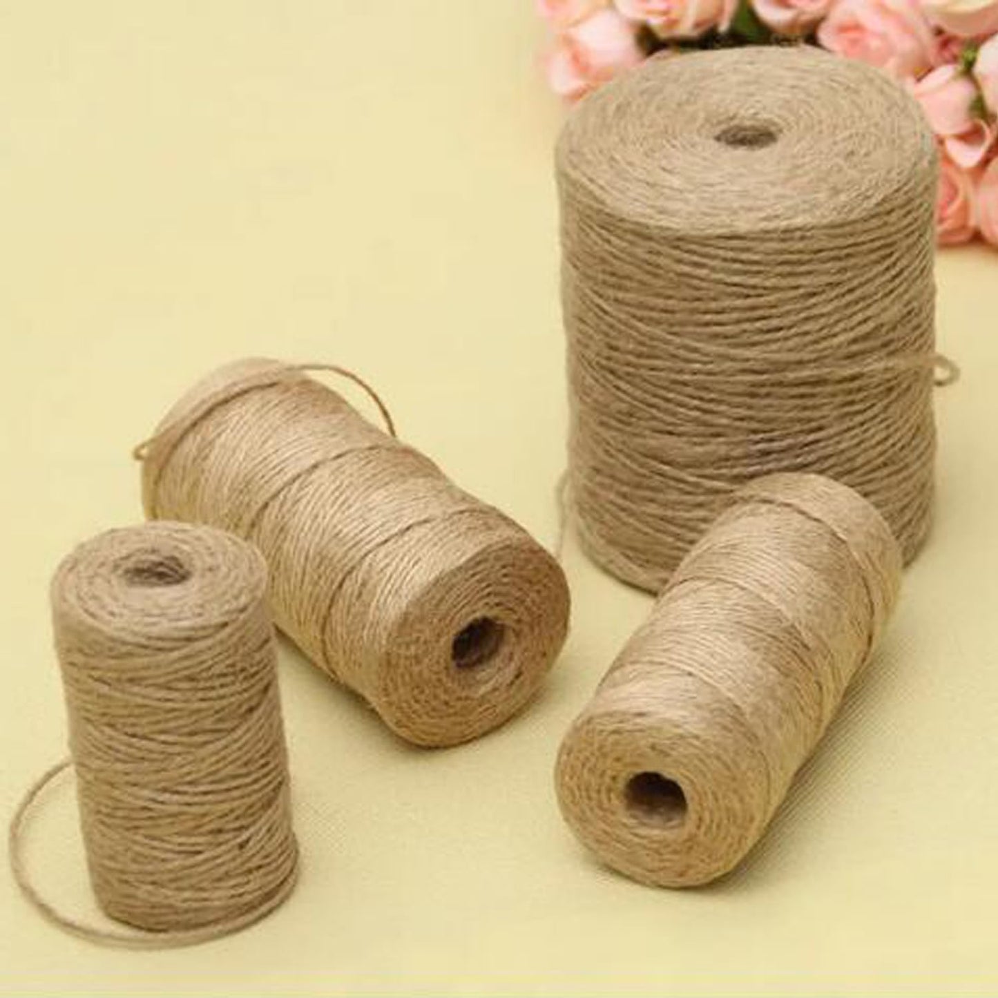1/4 in (6 mm) X 328 Ft (100 Meters) Jute Twine Rope String for Home Decorating, Cat Scratcher Post Tree, DIY Arts Crafts, Garden, Binding, Packing Material