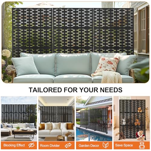 Metal Privacy Screen for Outdoor & Indoor (71"H×47"W / Black Brick)