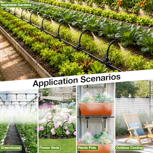 200FT Drip Irrigation System with 360° Adjustable Copper Nozzles (200FT)