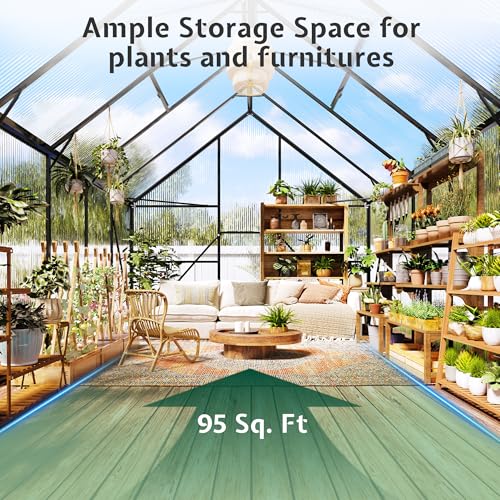 8x12Ft Polycarbonate Greenhouse (8x12x6.7 FT)