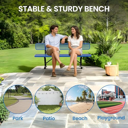 8 Feet Steel Park Bench for Outside (8 FT / Dark Blue)