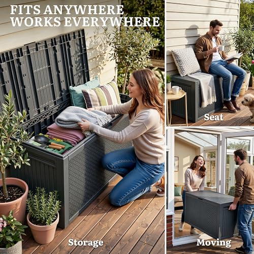 95 Gallon Outdoor Storage Deck Box (Dark Gray / 90 Gallon)