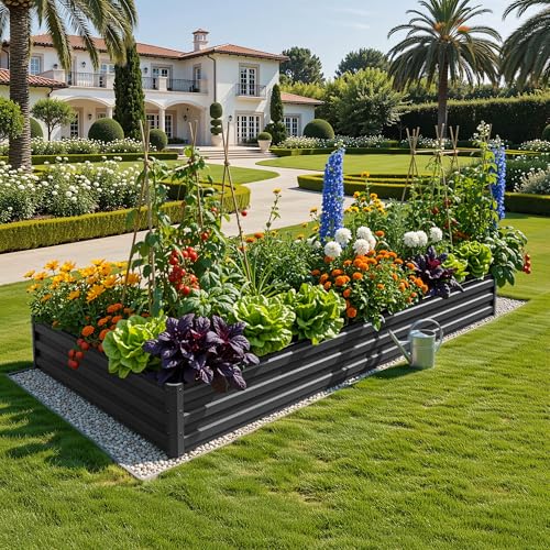 2pcs 8x4x1ft Galvanized Raised Garden Bed (8x4x1ft 2pcs / Black)