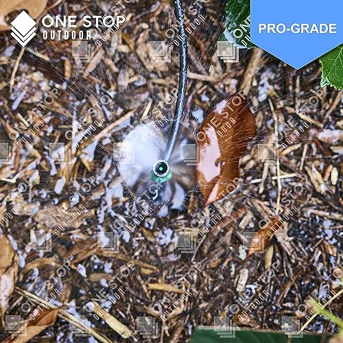 50-Pack) - 1/4" Inch 360 Degree Drip Emitter On 6" Stake Sprayer Adjustable Flow 0-20 GPH, Fits 1/4 (4-6mm) Irrigation Tubing - Micro Bubbler Drippers for Drip Irrigation (50 Pack Dripper on Barb) (50 Count)