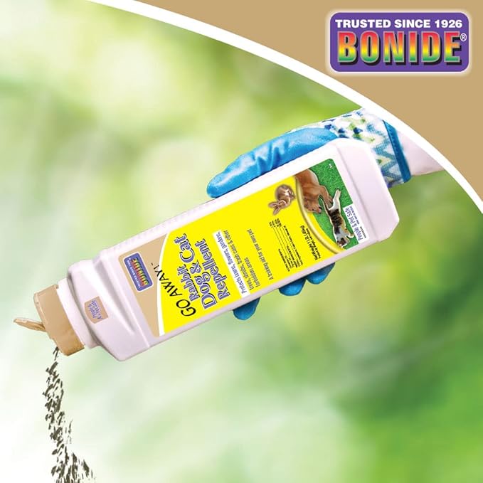 Bonide Go Away! Rabbit, Dog, & Cat Repellent Granules, 1 lb Ready-to-Use, Keep Dogs off Lawn, Garden, Mulch & Flower Beds
