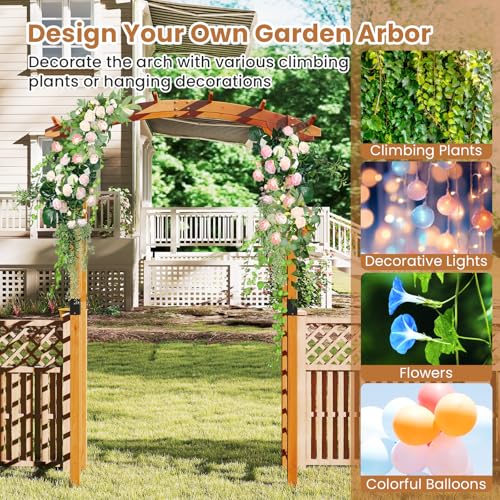 7.5FT Wood Garden Arbor Trellis (63''W x 90''H / Honey Brown)