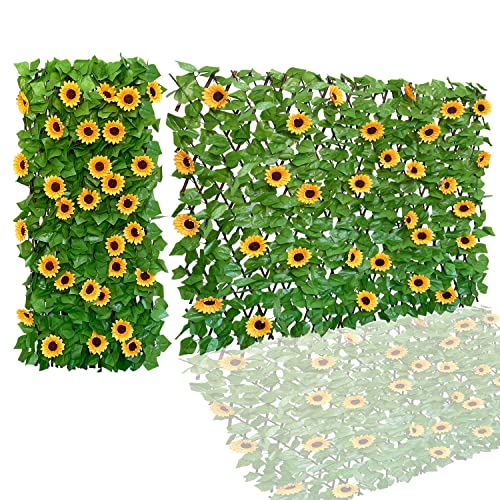 Expandable Fence Privacy Screen for Balcony Patio Outdoor (Sunflowers)