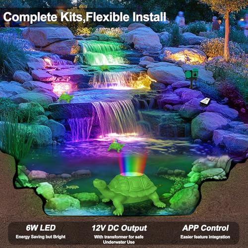6W Pond Light LED Underwater with 12V Transformer & APP (Green / 4 set)