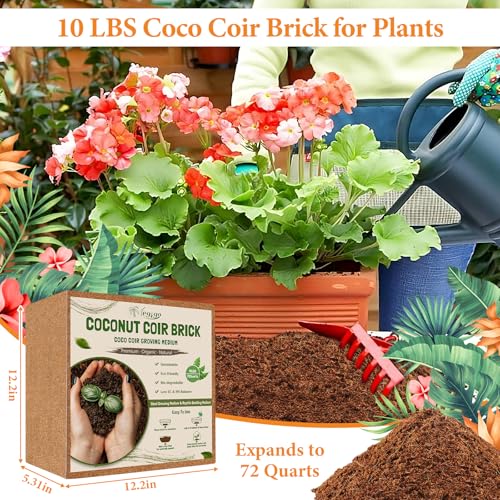 10LBS Coco Coir Brick for Plants (1 Pack (10 lb))