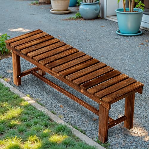 47.2" Outdoor Garden Bench (Carbonized Brown / 47.2 IN)