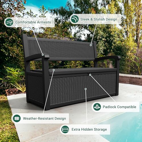 80 Gallon Outdoor Storage Bench (Dark Black)