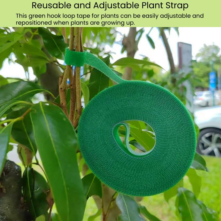 Reusable Plant Ties for Climbing Plants Hook and Loop Green Nylon Plant Straps Tape Double Sided Garden Tie Strap Reusable Adjustable Gentle Support for Vines