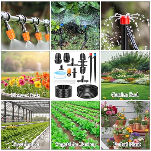 260FT Drip Irrigation System Kit (260 FT (40FT Main tube + 220FT Distribution tube))