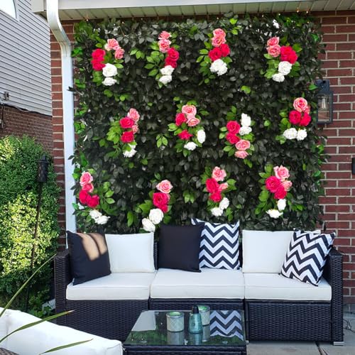 Expandable Fence Privacy Screen for Balcony Patio Outdoor (Branches -Colorful Rose)