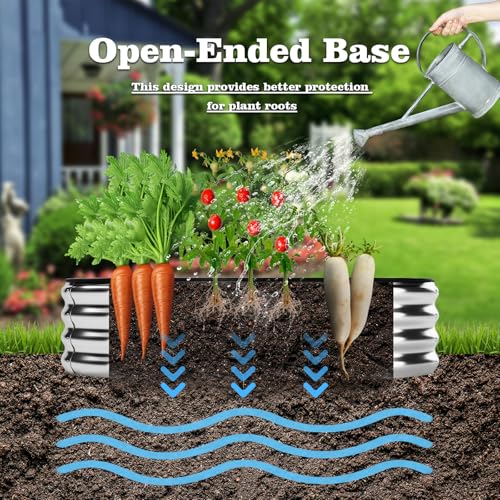 Galvanized Metal Planter Round Raised Garden Bed Kit for Gardening Outdoor (Pale Green / 3x3x1FT（2pcs）)