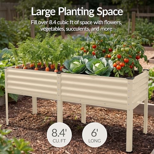72x24x30in Non Toxic Galvanized Raised Garden Bed (72x24x30in / Beige)