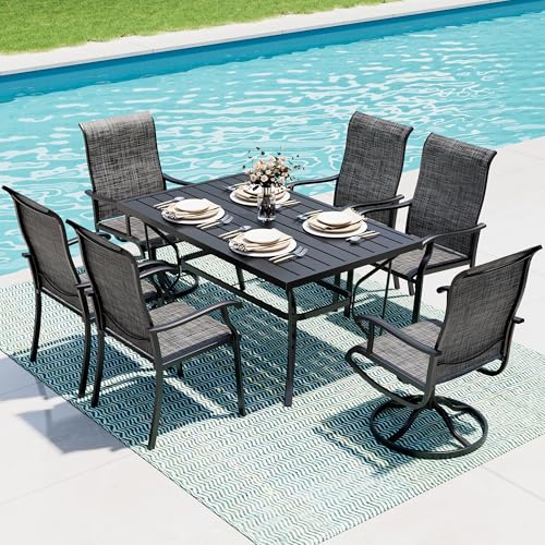 7 Piece Outdoor Dining Set (Charcoal / 7-Piece(38.9"))