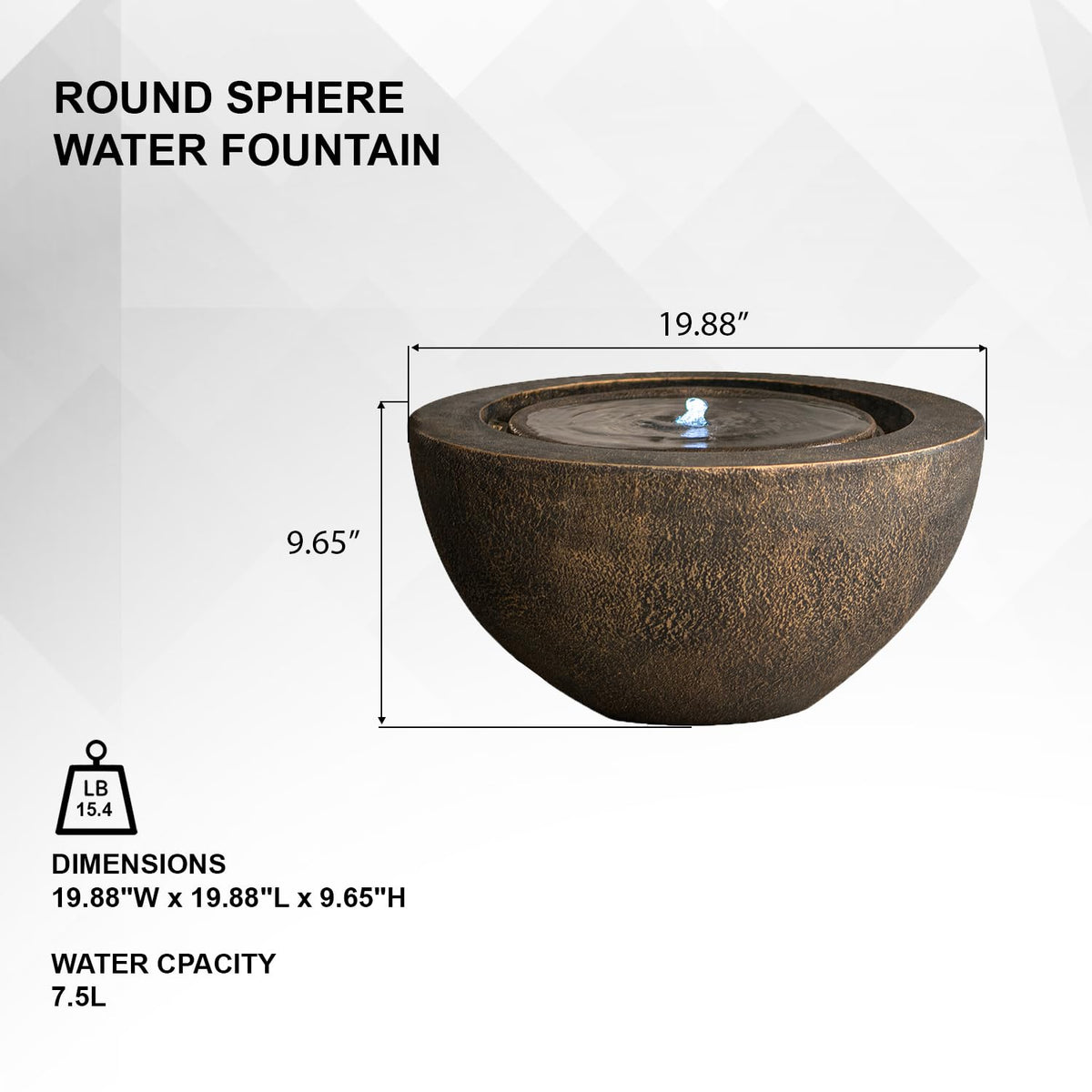 9.65" H Round Sphere Water Fountain Indoor (Bronze / 9.65"H)