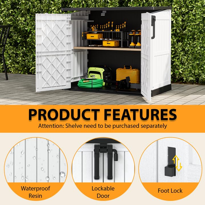 Outdoor Storage Cabinet 36 Cu Ft with Lockable Doors (Ashen / 30.1"×52.1"×44.3")