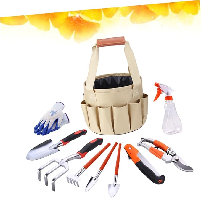 Gardening Tool Set 10 Pieces Weeding Tools Shovels Hoe Perfect for Transplanting Cultivating Flowers Veggies