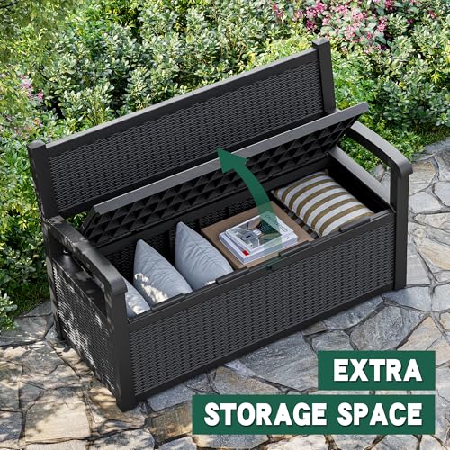 80 Gallon Outdoor Storage Bench (Matte Black)