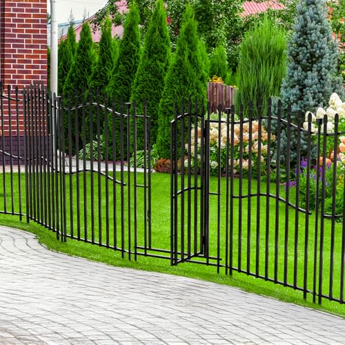 No Dig Garden Fence 40" H x 22.5'L with Gate Decorative Yard Dog Panels (40 in(H) X 22.5 ft(L))