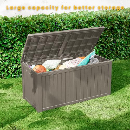 200 Gallon Outdoor Storage Box Patio Deck Box Waterproof (Grey / 200 Gallon)