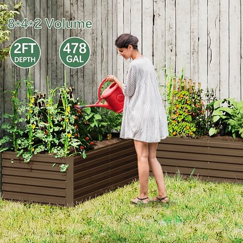 8x4x2ft Raised Garden Bed Outdoor (Brown / 8x4x2 FT-4PC)
