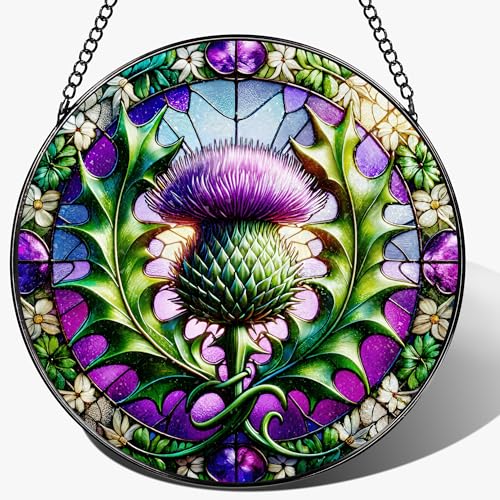 Stained Glass Window Hanging (Thistle)