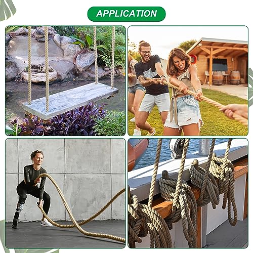 1 4" x 100 Ft Twisted Manila Rope Jute Rope Natural Thick Jute Rope Twine Burlap Rope for Docks Railings Bundling Craft Tug of War Decorating