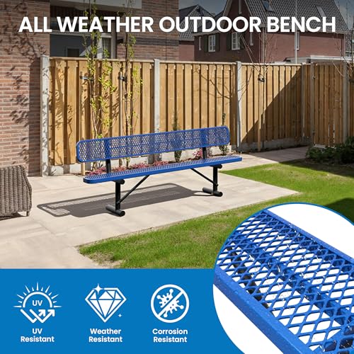 8 Feet Steel Park Bench for Outside (8 FT / Dark Blue)