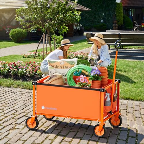 29.3" Collapsible Wagon Cart (Orange / 150L)