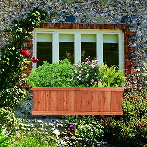 Raised Garden Bed Flower or Vegetable Planter Window Mounted Plant Box for Garden (Orange / 40"x12"x12")
