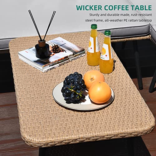 4 Pieces Patio Furniture Set (4PCS Sofa Set / Grey)