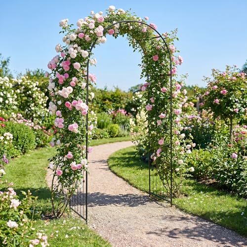 87" Metal Garden Arbor Arch Trellis for Climbing Plants Vines (42"W x 87"H)