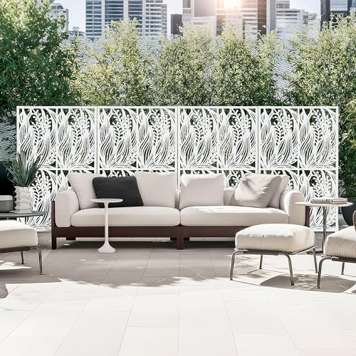72" Metal Privacy Screen Leaf Pattern