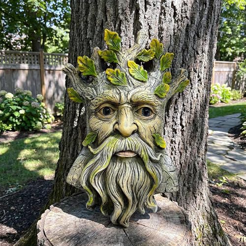 9.8" Whimsical Tree Face Sculpture (Yellow 461)