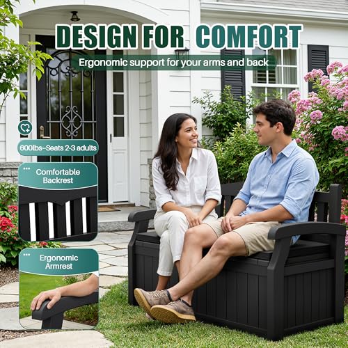 80 Gallon Storage Bench with Cushion (Black / 80 Gallon with Cushion)