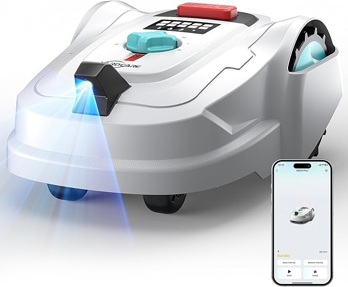 M800Plus Cordless Robot Lawn Mower with GPS + Visual Navigation, Bow-Shaped Path Mowing, APP Control, 4.0Ah Automatic Robotic Lawnmower for 1/5 Acre, Obstacle Avoidance, Height Adjustment