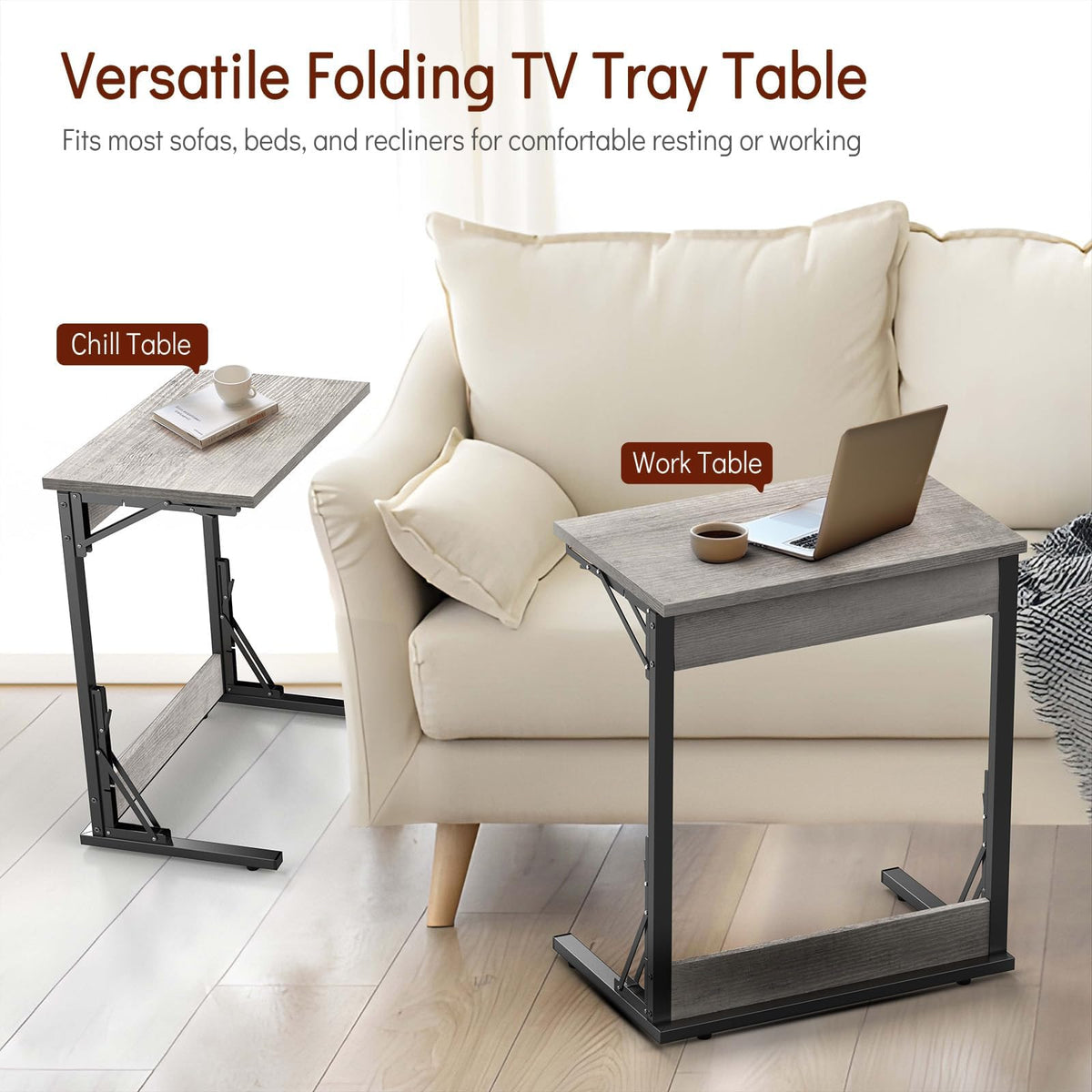 24" TV Tray Table Set of 4 (Ivory White / 4PK)