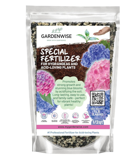 Slow Release Hydrangea Fertilizer with Iron & Sulfur – Indoor & Outdoor Soil Acidifier for Miracle Growth (1/2 qt)
