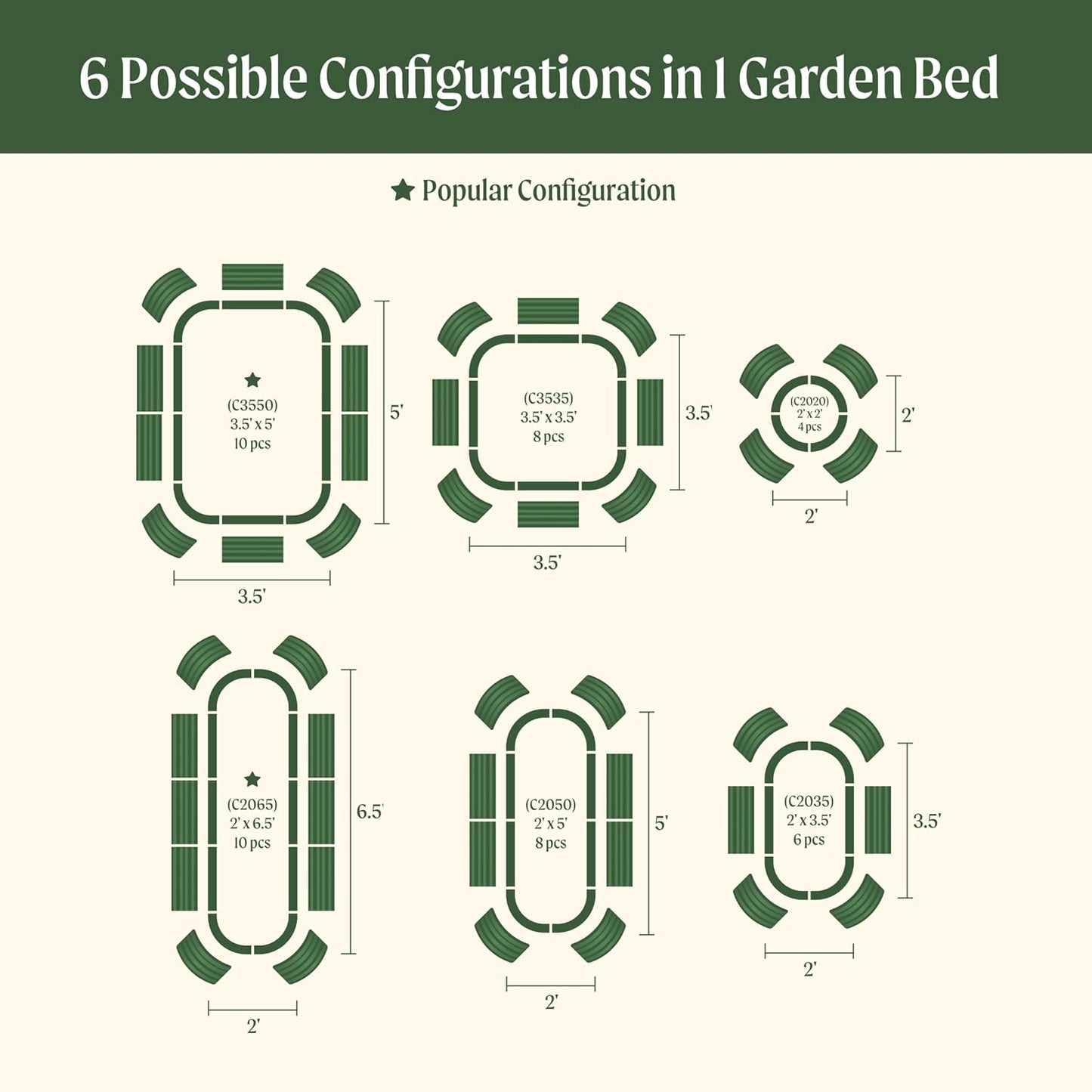 Vego garden 26" Extra Tall Raised Garden Bed Kits, 6 in 1 Modular Raised Planter Box for Vegetables Flowers Fruits Oval Metal Raised Garden-Olive Green