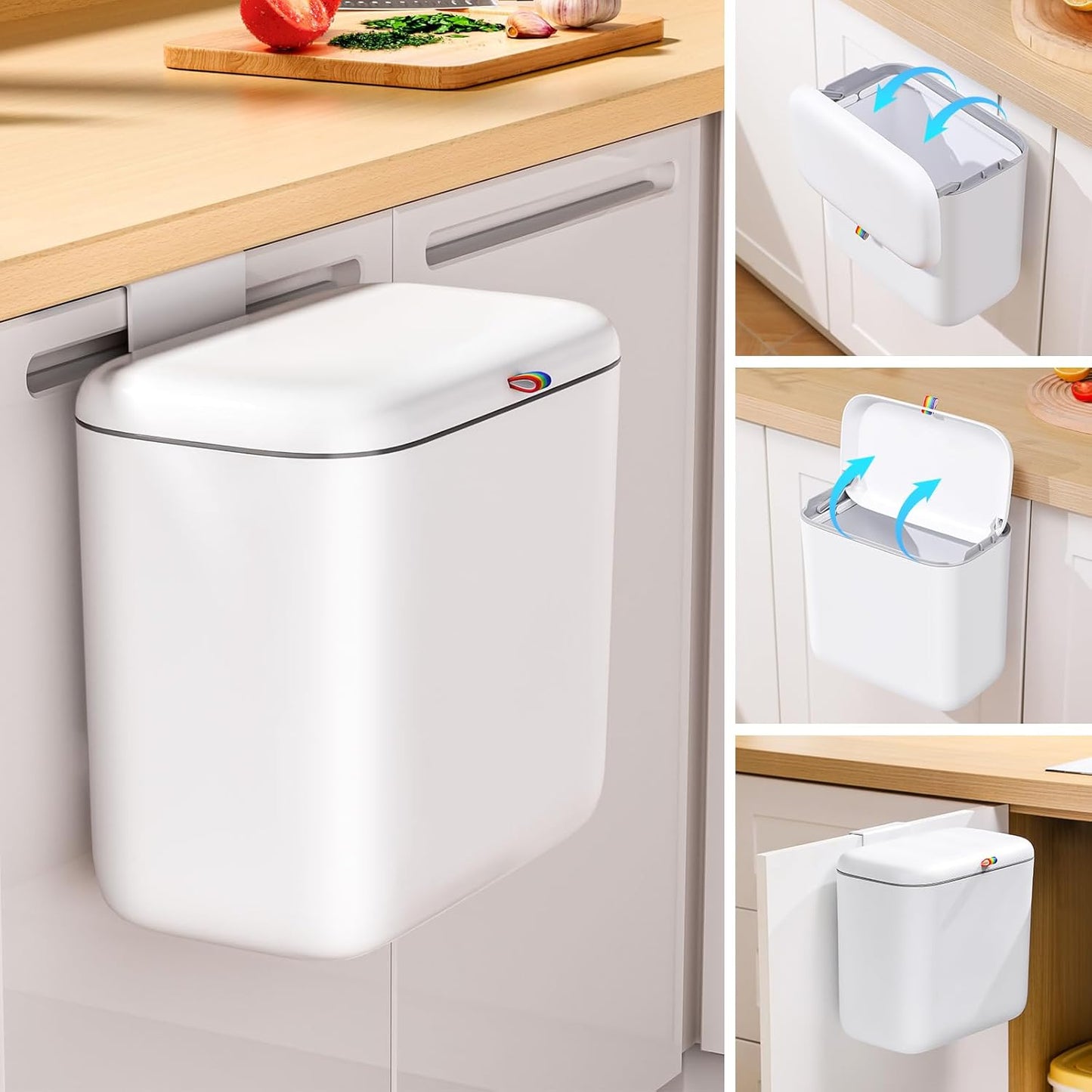 funest 2.6 Gallon Compost Bin Kitchen for Counter Top or Under Sink, Hanging Trash Can for Cabinet/RV/Bathroom/Bedroom/Office/Camping
